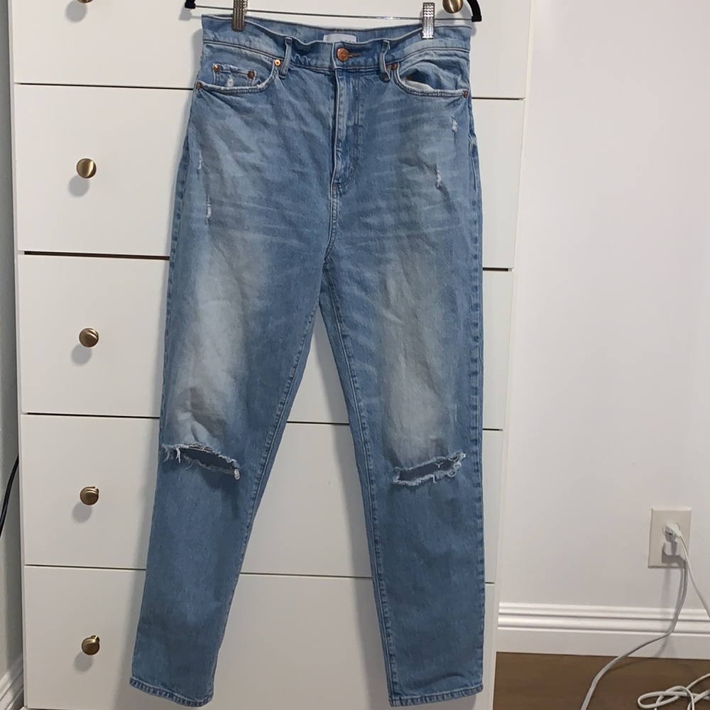 LOFT High Rise Slim Pocket Boyfriend Jeans
